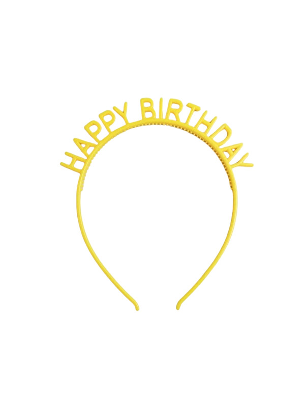 Le Mabelle Sarı  Happy Birthday Yazılı Kız Çocuk Taç