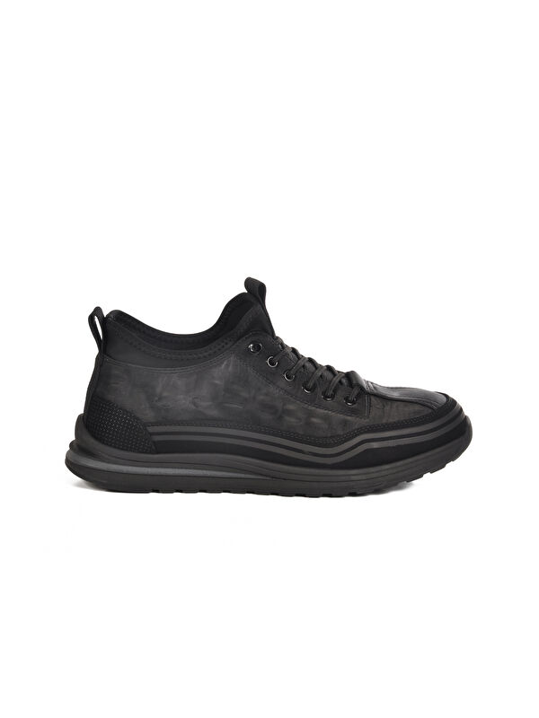 Siyah Lastik Bağcıklı Erkek Sneaker 25K582 M - Görsel 2