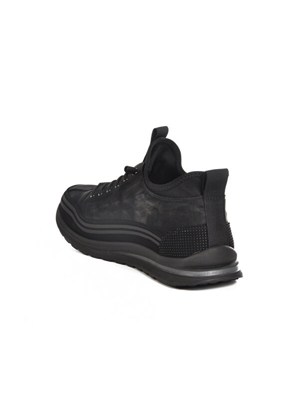 Siyah Lastik Bağcıklı Erkek Sneaker 25K582 M - Görsel 5