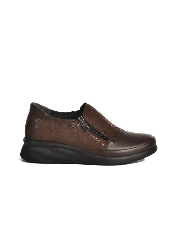 Kahve Hakiki Deri Ortopedik Kadın Casual Ayakkabı 3515 Z - Görsel 2