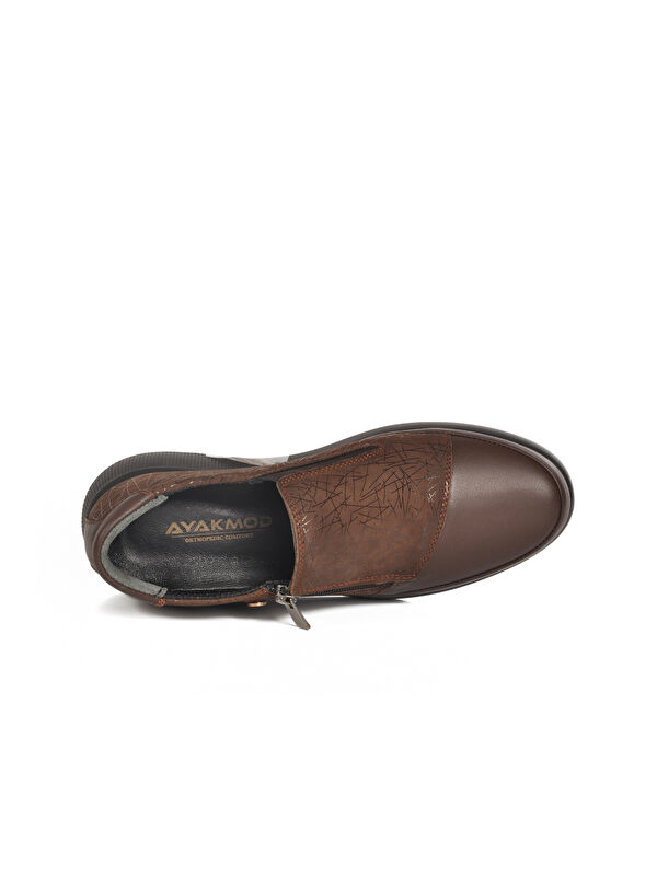 Kahve Hakiki Deri Ortopedik Kadın Casual Ayakkabı 3515 Z - Görsel 5