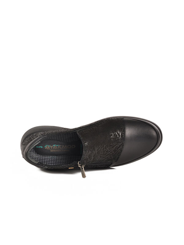 Siyah Hakiki Deri Ortopedik Kadın Casual Ayakkabı 3515 Z - Görsel 5