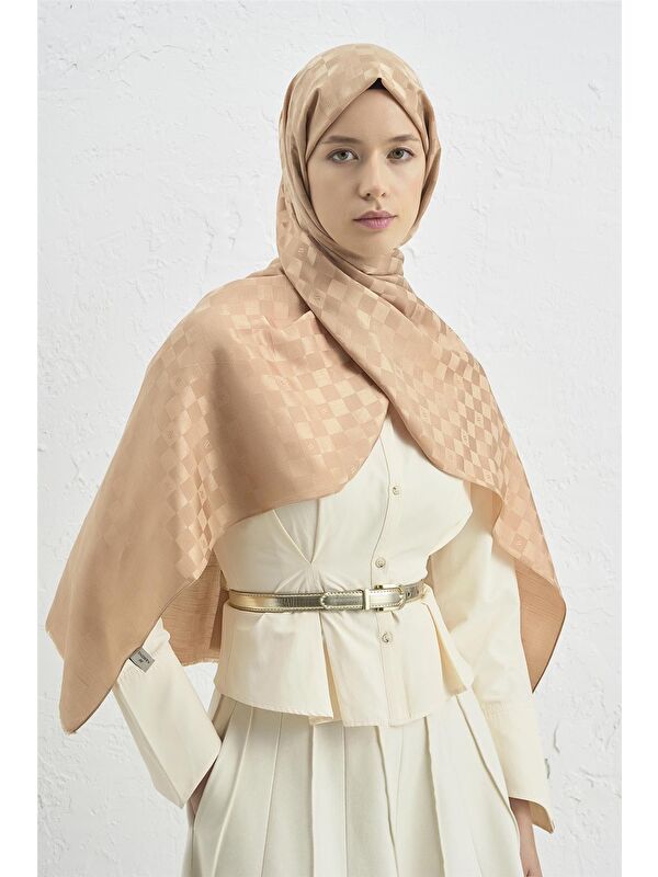 ARMİNE Elegance İpek Pamuk Dama Şal 15