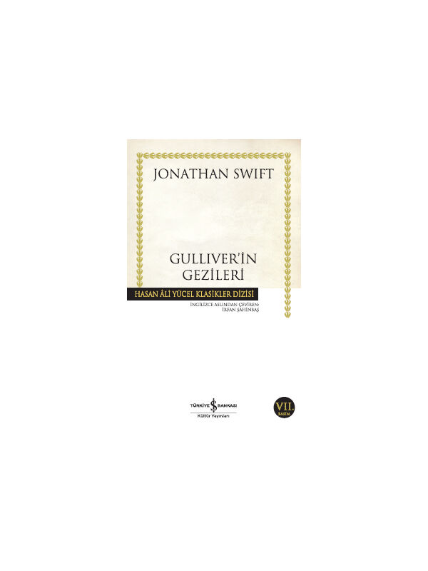 Türkiye İş Bankası Kültür Yayınları Gulliverin Gezileri Hasan Ali Yücel Klasikler Jonathan Swift