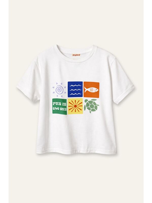 ZEYLAND Erkek Çocuk Baskılı T-Shirt  - Ekru