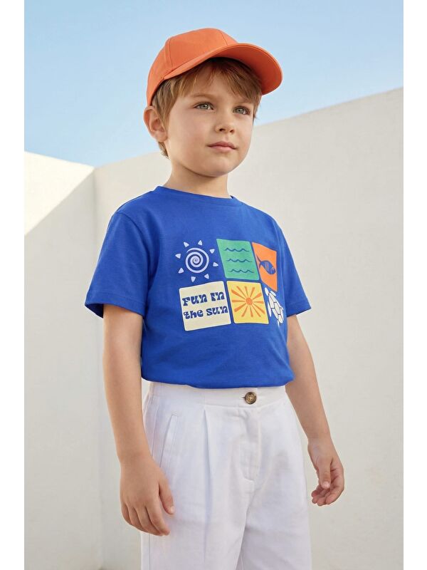 ZEYLAND Erkek Çocuk Baskılı T-Shirt  - Sax