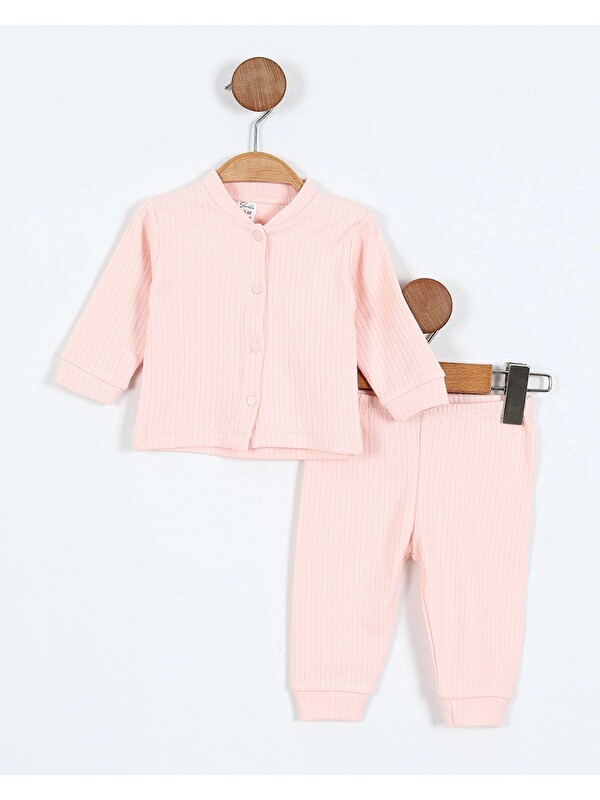 Ege Bebek Çıtçıtlı %100 Pamuk Yenidoğan Fitilli Alt Üst Pijama Takım