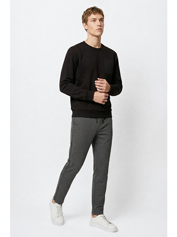 Altınyıldız Classics Erkek Gri Slim Fit Dar Kesim Beli Bağlamalı Yan Cepli Casual Jogger Pantolon
