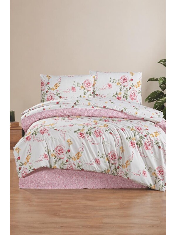 Çeyiz Diyarı Rose Çift Kişilik Nevresim Takımı Pembe
