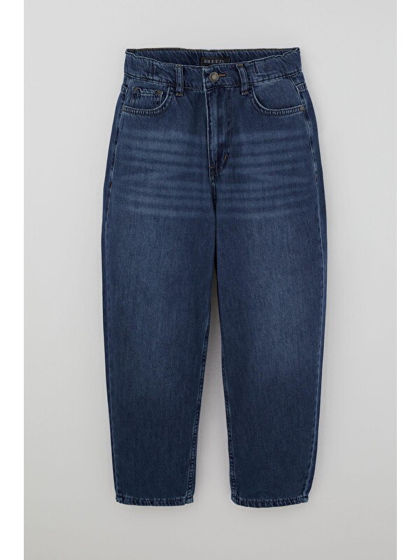 Breeze Erkek Çocuk Jean Pantolon Düğmeli Fermuarlı Cepli Mavi (10-14 Yaş)