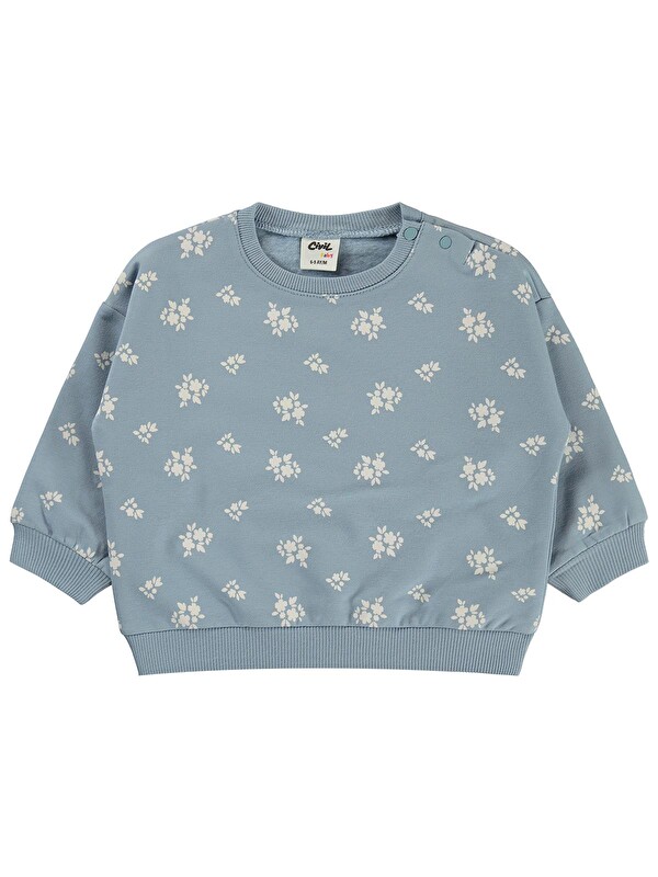 Civil Baby Çiçek Empirme Basic 6-18 Ay Sweatshirt - Mavi