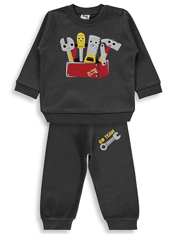 Civil Baby Tamir Aletleri Baskılı 6-18 Ay Takım - Gri