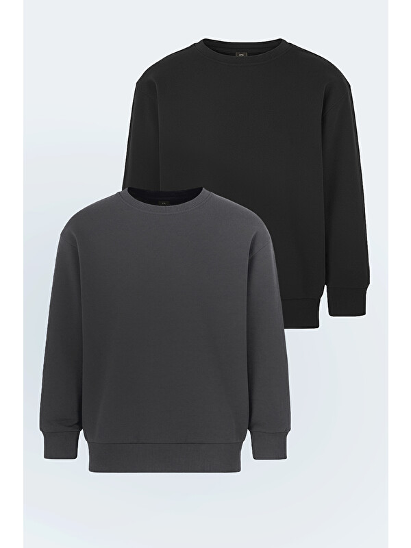 SLAZENGER LOGAN 2 li set Unisex Çocuk  Siyah - Gri Sweatshırt