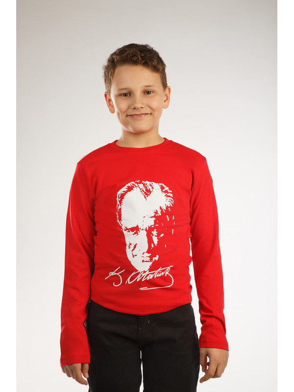 ajn Kids Bisiklet Yaka Atatürk Baskılı Tişört