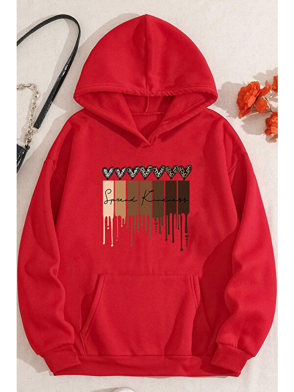 uyguntarz Leopar Kalp Baskılı Oversize Sweatshirt