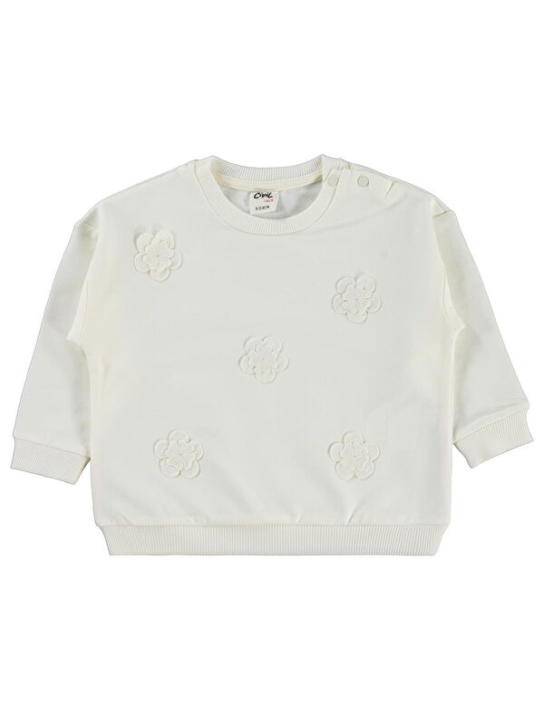 Civil Baby Büyük Mobil Çiçekli 6-18 Ay Sweatshirt - Ekru