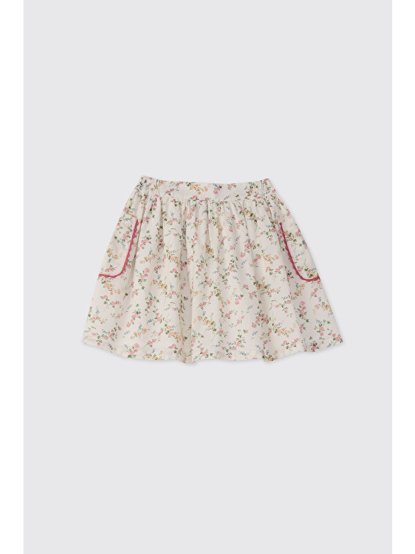 Panço Liberty Kumaş Çiçek Desenli Kız Çocuk Etek