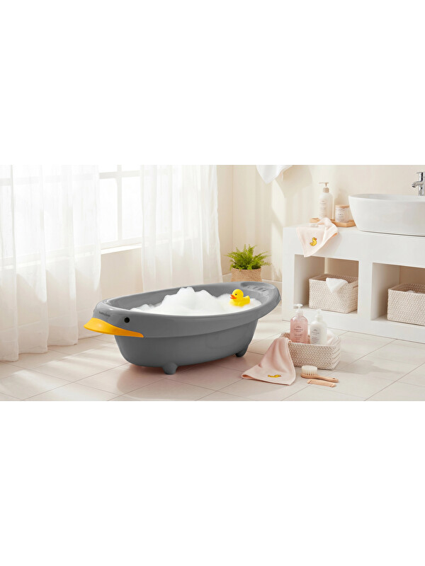 Babyjem Neşeli Ördek Bebek Banyo Küveti Soft Gri