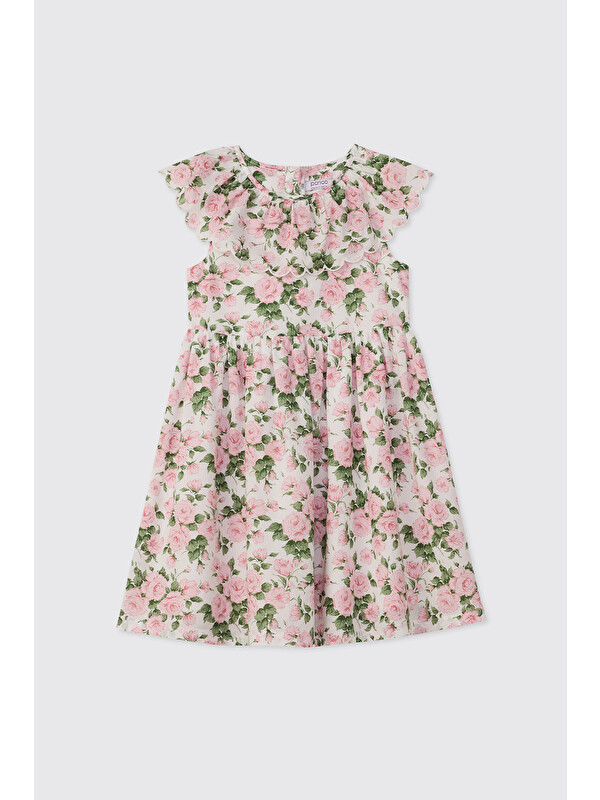 Panço Liberty Kumaş Kız Bebek Gül Desenli Elbise