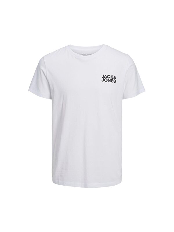 Jack & Jones Corp Ss Erkek Beyaz Baskılı Bisiklet Yaka Spor Tişört