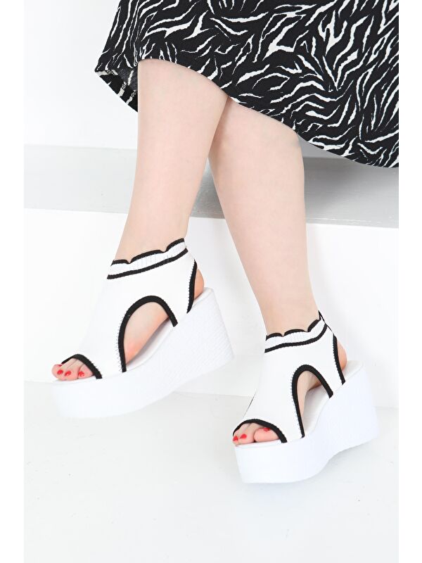 Kadın Beyaz Yüksek Taban Sandelet - 27267 - Görsel 5