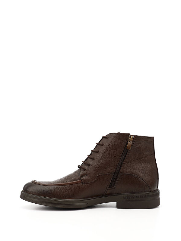 Erkek KOYU KAHVE Fermuarlı Hakiki Deri Klasik Bot - Görsel 4