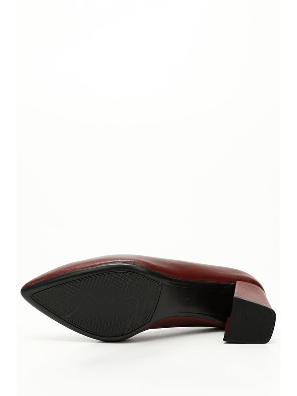 Kadın AÇIK BORDO Sivri Burun Orta Kalın Topuklu Hakiki Deri Ayakkabı - Görsel 6