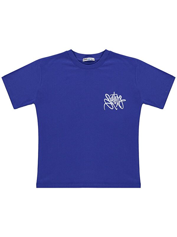 Civil Boys Skaters Baskılı 10-13 Yaş Tişört - Mavi