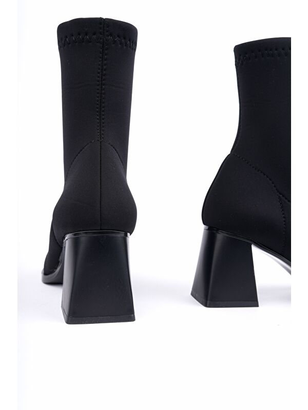 CRYON Küt Burun Kalın Topuklu Kadın Streç Bot - Görsel 3