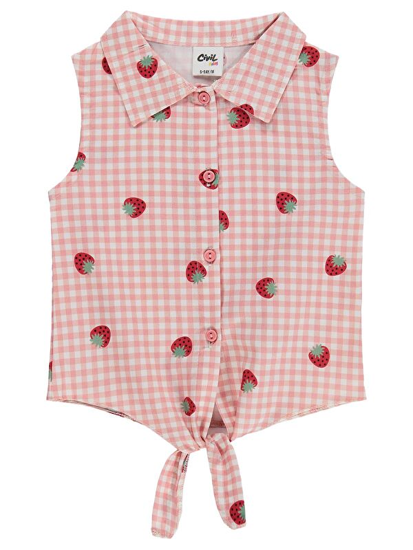 Civil Baby Puanlı Çizgli Empirme 6-18 Ay Gömlek - Pembe