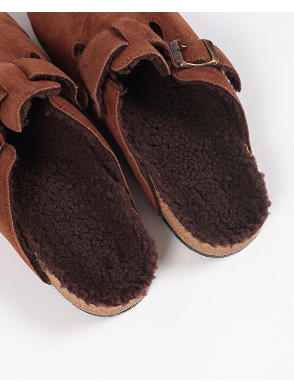 Erkek Kahverengi Süet Pelüş Astarlı Kışlık Ev İçi Terlik – Siestra - Görsel 5