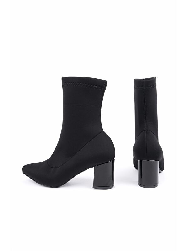 MAGNUS Sivri Burun Kalın Topuklu Kadın Streç Bot - Görsel 3