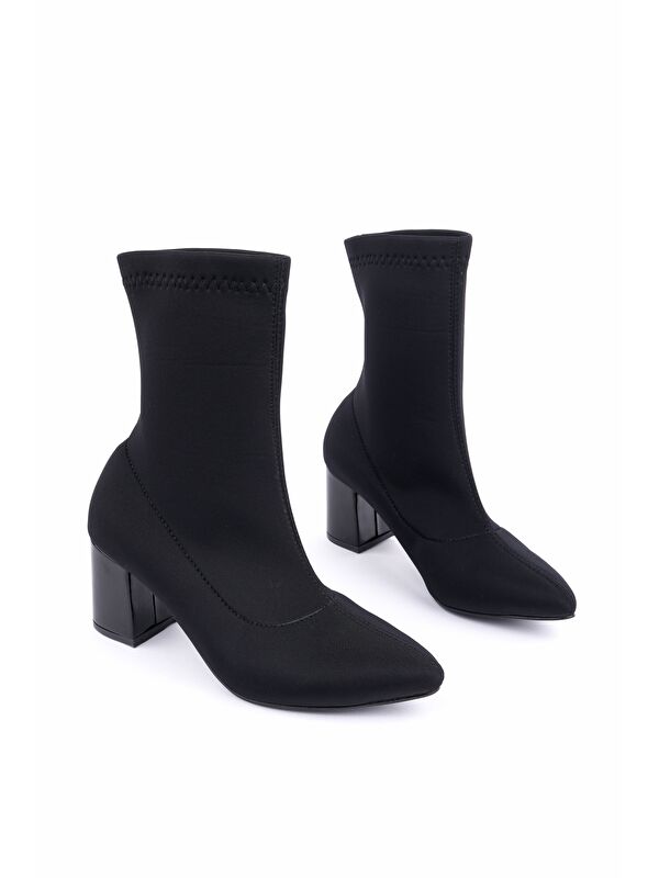 MAGNUS Sivri Burun Kalın Topuklu Kadın Streç Bot - Görsel 4