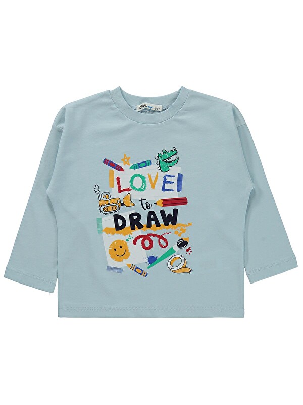 Civil Boys Love To Draw Baskılı 2-5 Yaş Sweatshirt - Mavi