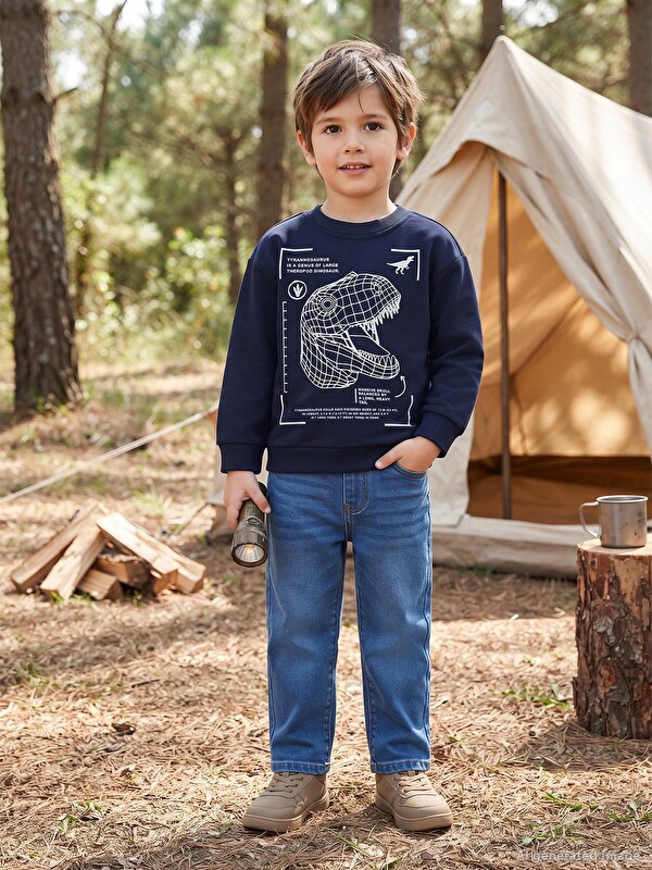 Civil Boys Cyber Trex Baskılı 2-5 Yaş Sweatshirt Km - Lacivert