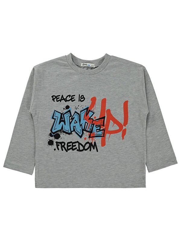 Civil Boys Wake Up Baskılı 6-9 Yaş Sweatshirt - Gri