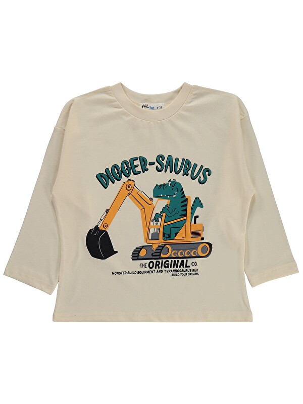 Civil Boys Dıgger Kepçe Baskılı 2-5 Yaş Sweatshirt Km - Ekru
