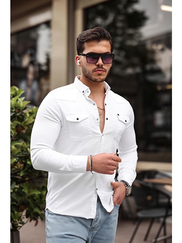 Comstar Slim Fit Çıtçıtlı Çift Cep Jean Gömlek