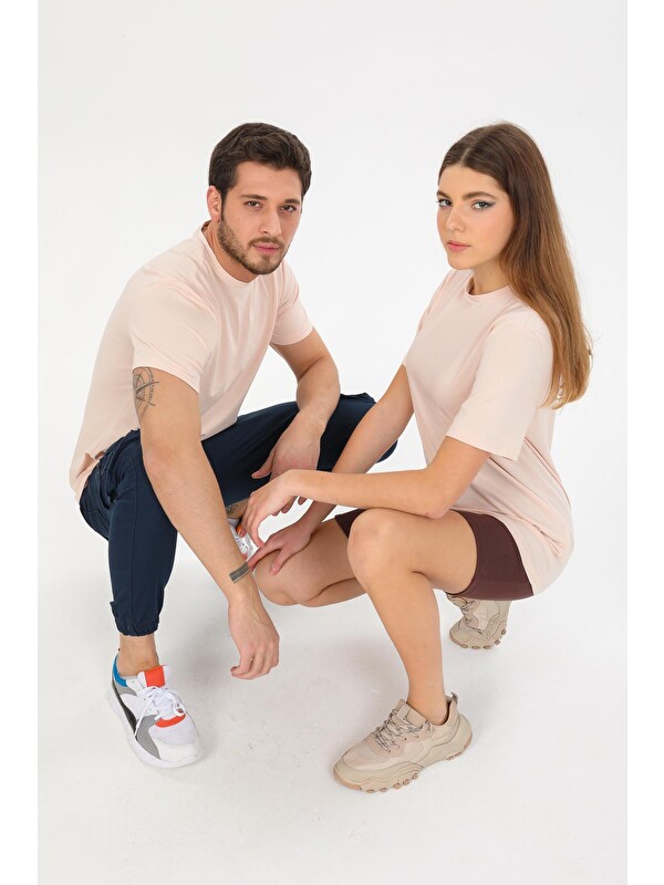 Domoda Oversize Fit Pamuklu Kısa Kollu Basic Uniseks Kadın Erkek Tişört