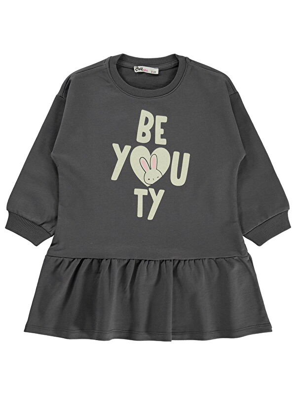 Civil Girls Be You TY Baskılı 2-5 Yaş Elbise - Gri