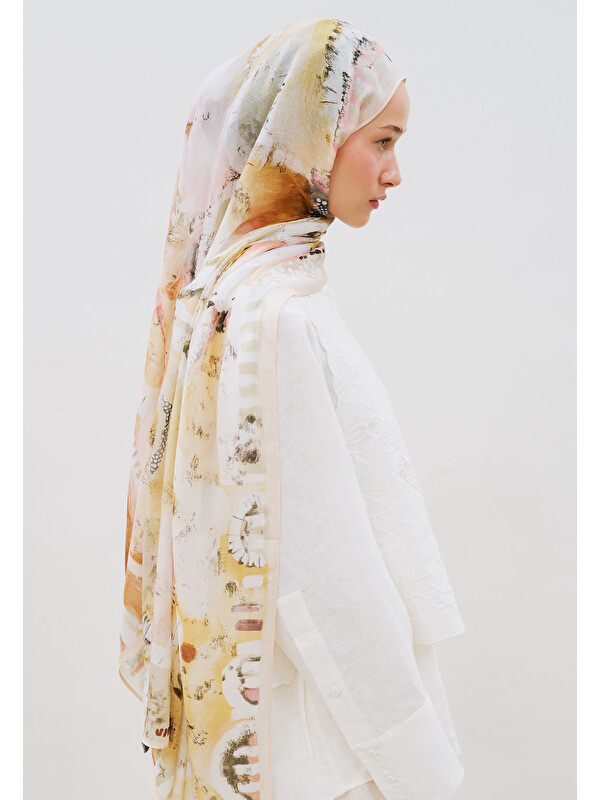 Fresh Scarfs Artful Strokes Desen Rami Viskon Şal Somon