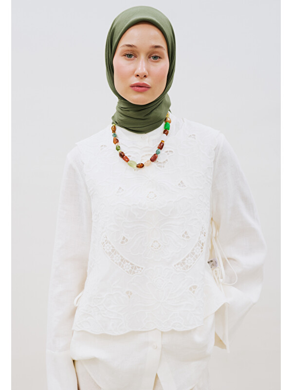 Fresh Scarfs Pamuk Keten Eşarp Haki
