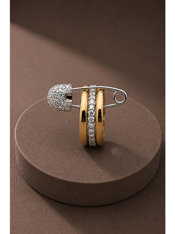 New Obsessions 3'lü Çengelli İğne Detaylı Kıkırdak Cuff Küpe