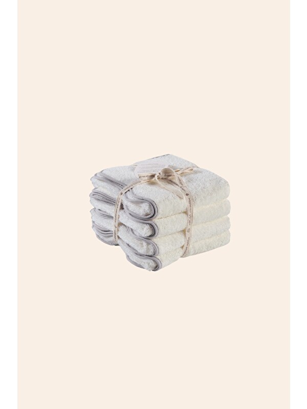 İrya Scallop %100 Pamuk Havlu 4/50x90 cm Ecru+Stone Gray