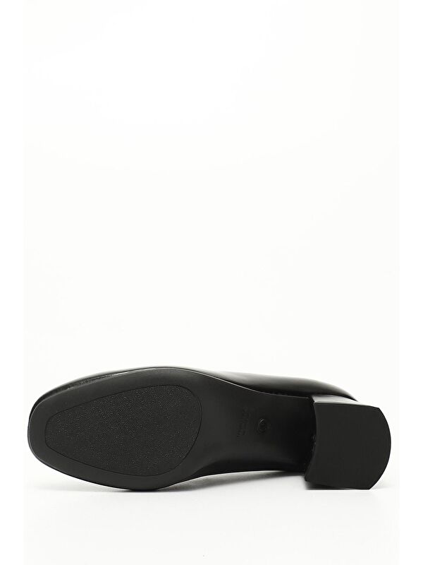 SİYAH Hakiki Deri Küt Burun Orta Kalın Topuklu Kadın Ayakkabı 24225 - Görsel 5