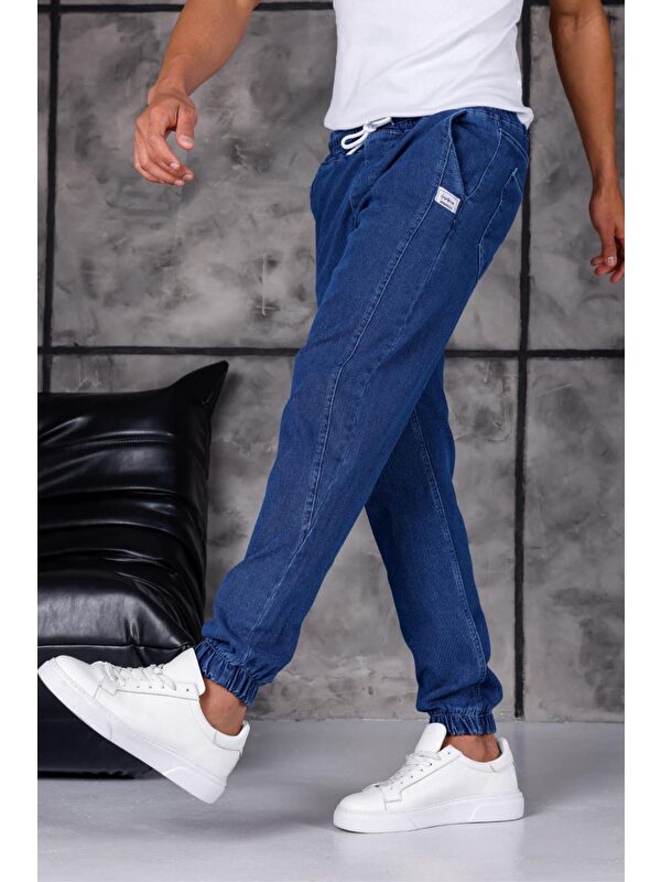 Oksit Hend 8186 Slim Fit Elastanlı Beli ve Paçası Lastikli İpli Jogger Kesim Erkek Jean Pantolon