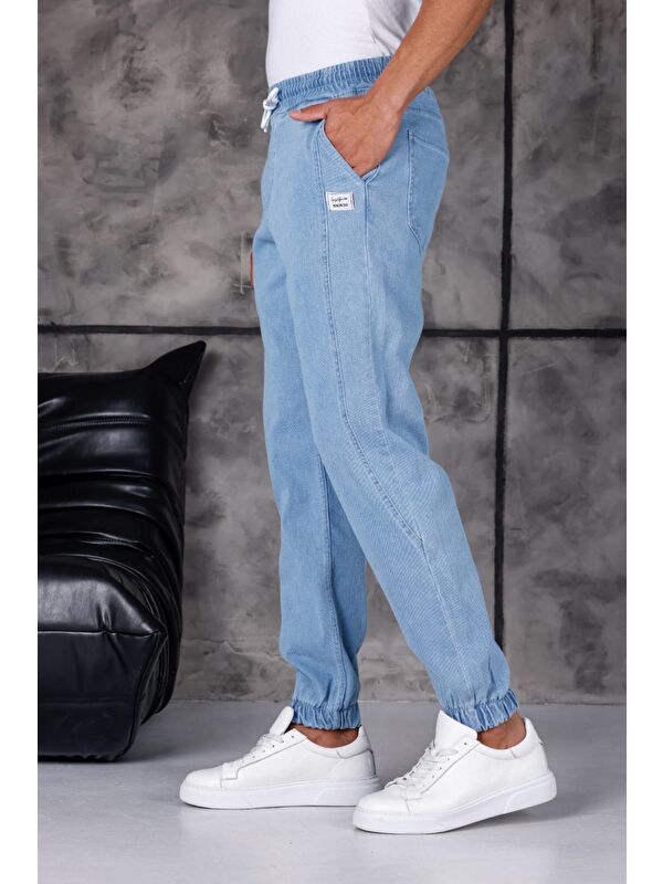 Oksit Hend 8186 Slim Fit Elastanlı Beli ve Paçası Lastikli İpli Jogger Kesim Erkek Jean Pantolon