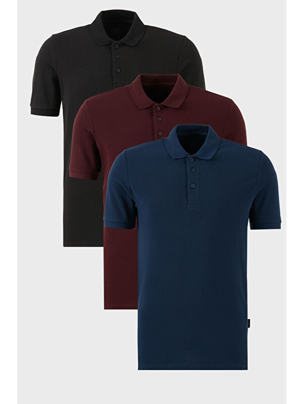 Buratti Pamuklu Regular Fit Düğmeli Polo Yaka 3'lü Paket Tişört 5902127S3