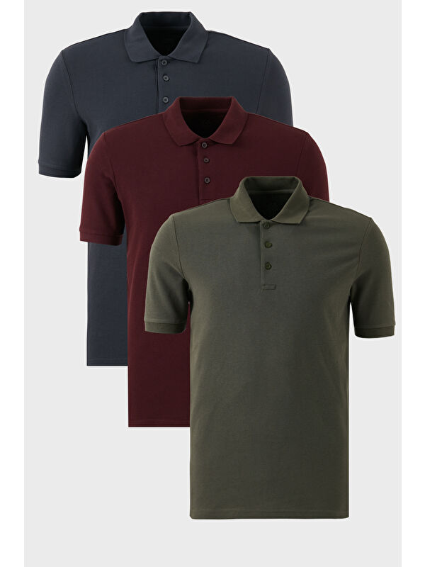 Buratti Pamuklu Regular Fit Düğmeli Polo Yaka 3'lü Paket Tişört 5902127S3