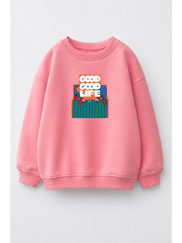 Monila Unisex Çocuk 3 İplik Kumaş Pamuklu Baskılı Sweatshirt